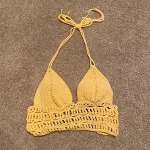 Hand Crocheted Yellow Crop Top